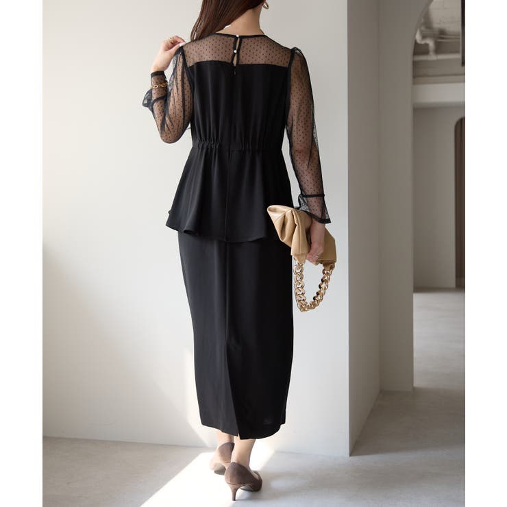 ドットチュール切り替えペプラムドレス | PREFERIR | 詳細画像36 