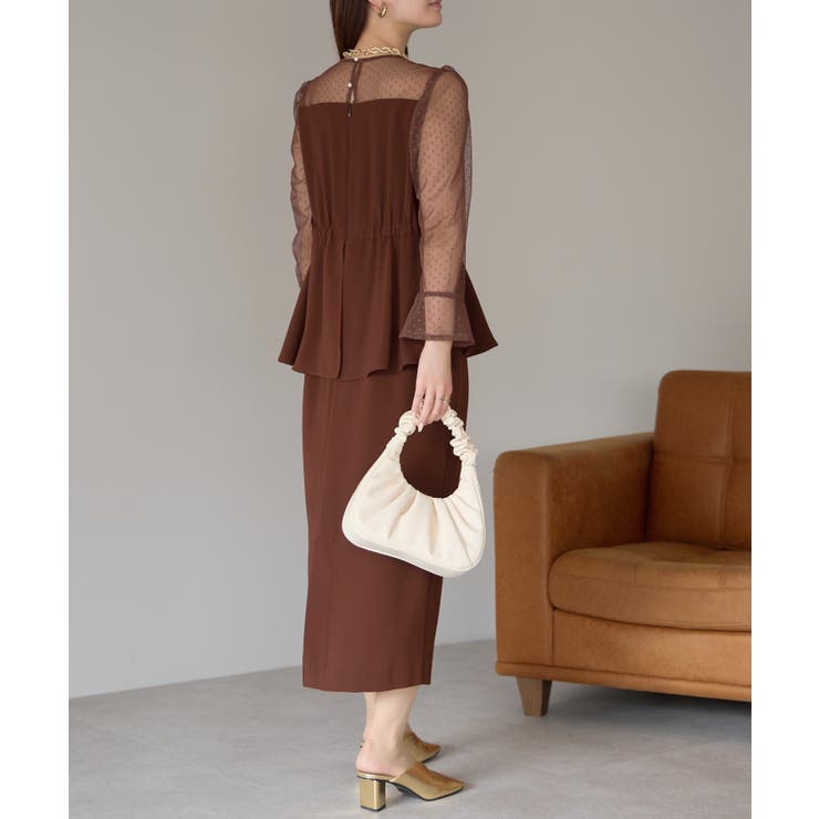 ドットチュール切り替えペプラムドレス | PREFERIR | 詳細画像8 