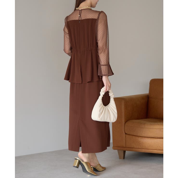 ドットチュール切り替えペプラムドレス | PREFERIR | 詳細画像9 