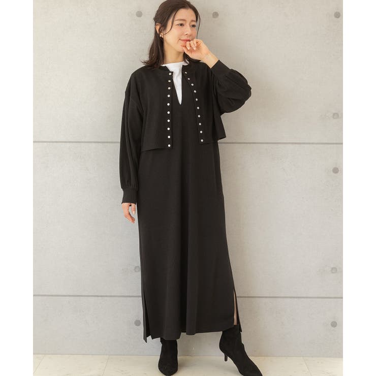 ブラック | ポンチカーデアンサンブルワンピース | PREFERIR