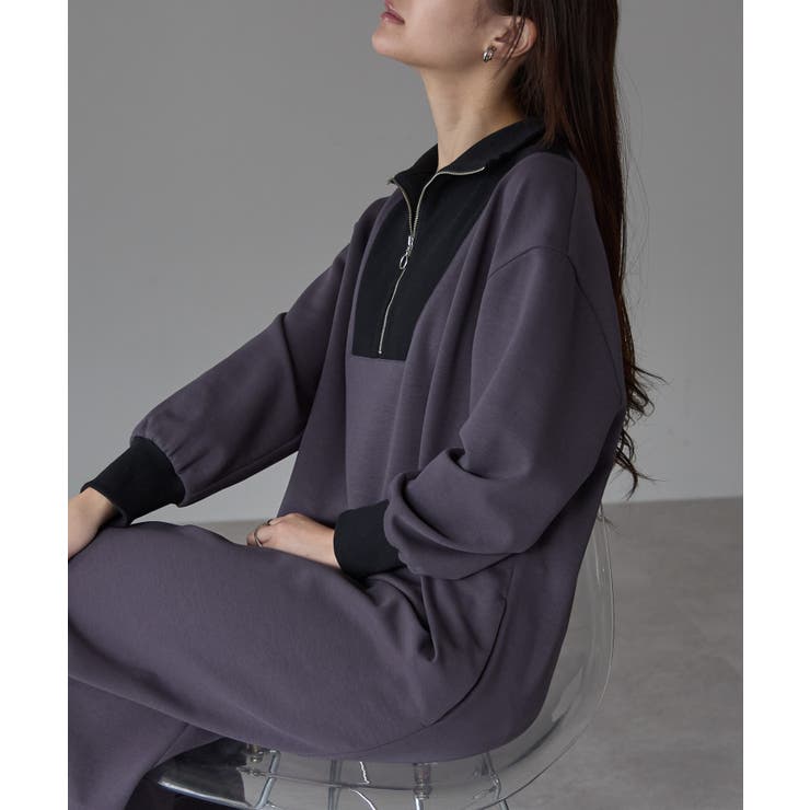 配色ジップアップカットソーワンピース | PREFERIR | 詳細画像10 