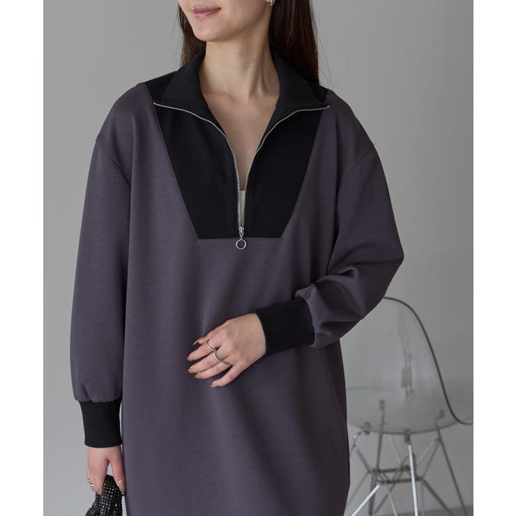 配色ジップアップカットソーワンピース | PREFERIR | 詳細画像18 