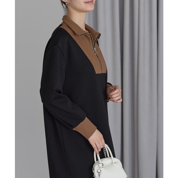 配色ジップアップカットソーワンピース | PREFERIR | 詳細画像4 