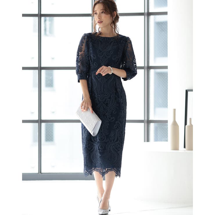 刺繍レースバックリボン結婚式パーティードレス | PREFERIR | 詳細画像10 