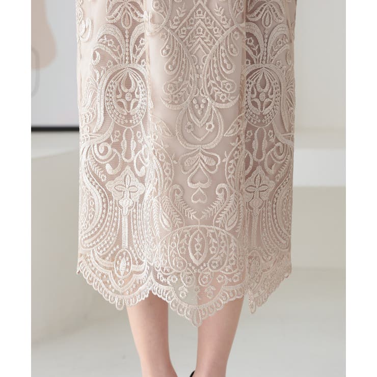 刺繍レースバックリボン結婚式パーティードレス | PREFERIR | 詳細画像20 