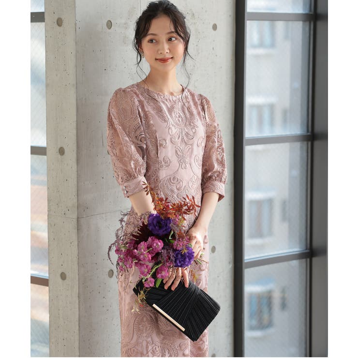 刺繍レースバックリボン結婚式パーティードレス | PREFERIR | 詳細画像5 