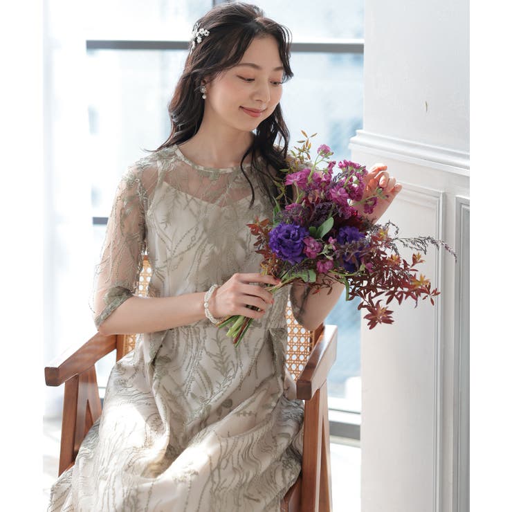 シアーレース結婚式パーティードレス | PREFERIR | 詳細画像13 