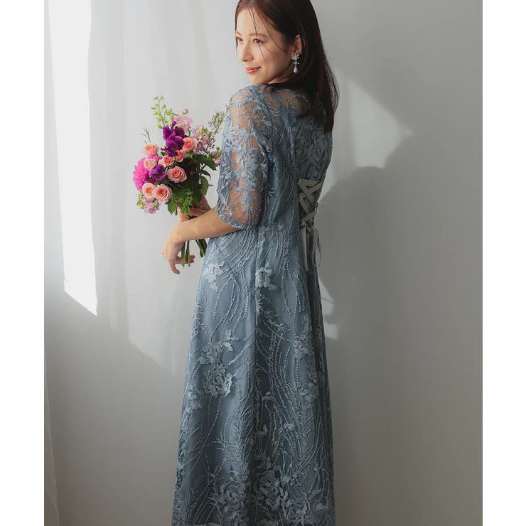 プレフェリール 結婚式 お呼ばれ パーティー ドレス PREFERIR ドレス シアーレース 結婚式 パーティーオケージョン