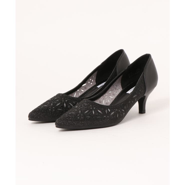 ブラック | 幾何柄グリッターパンプス | PREFERIR