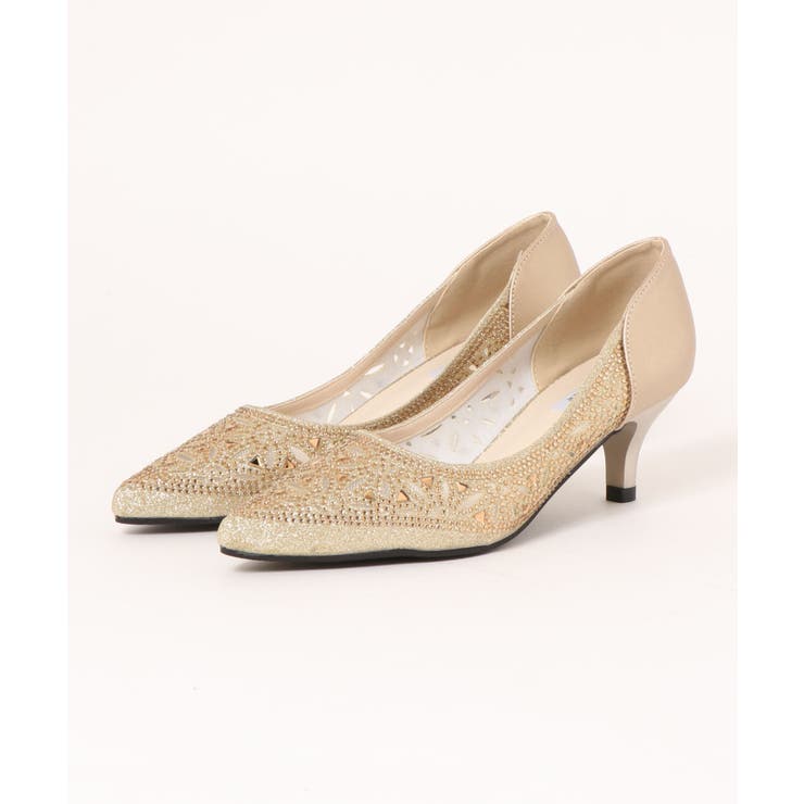 ゴールド | 幾何柄グリッターパンプス | PREFERIR