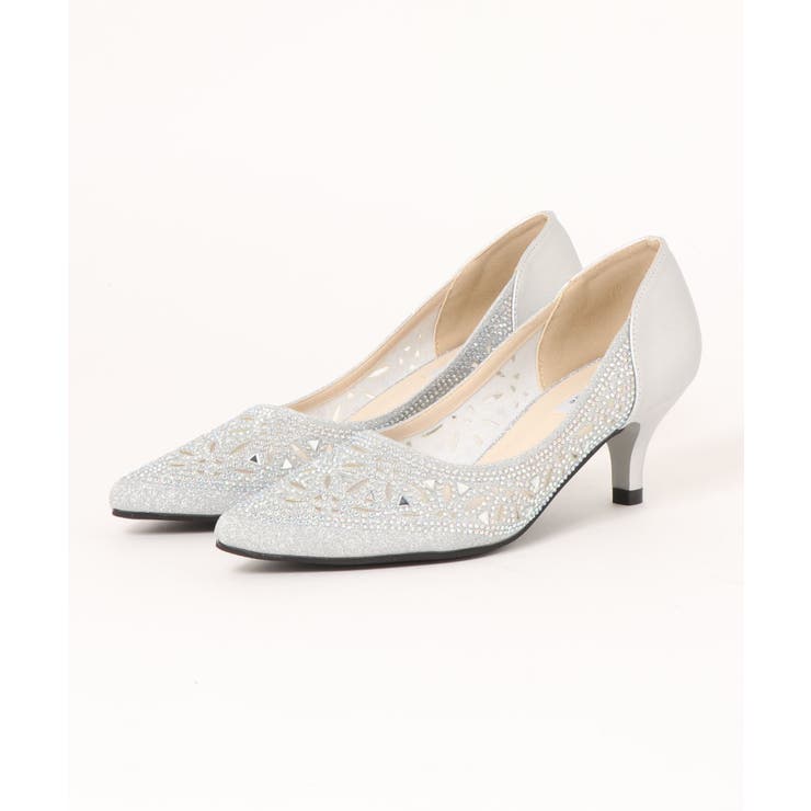 シルバー | 幾何柄グリッターパンプス | PREFERIR