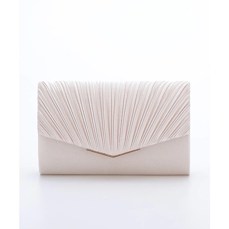ベージュ | 3WAYサテン プリーツパーティークラッチバッグ | PREFERIR