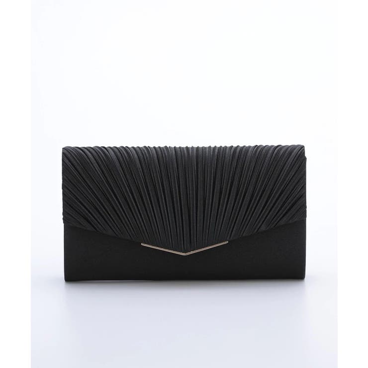 ブラック | 3WAYサテン プリーツパーティークラッチバッグ | PREFERIR