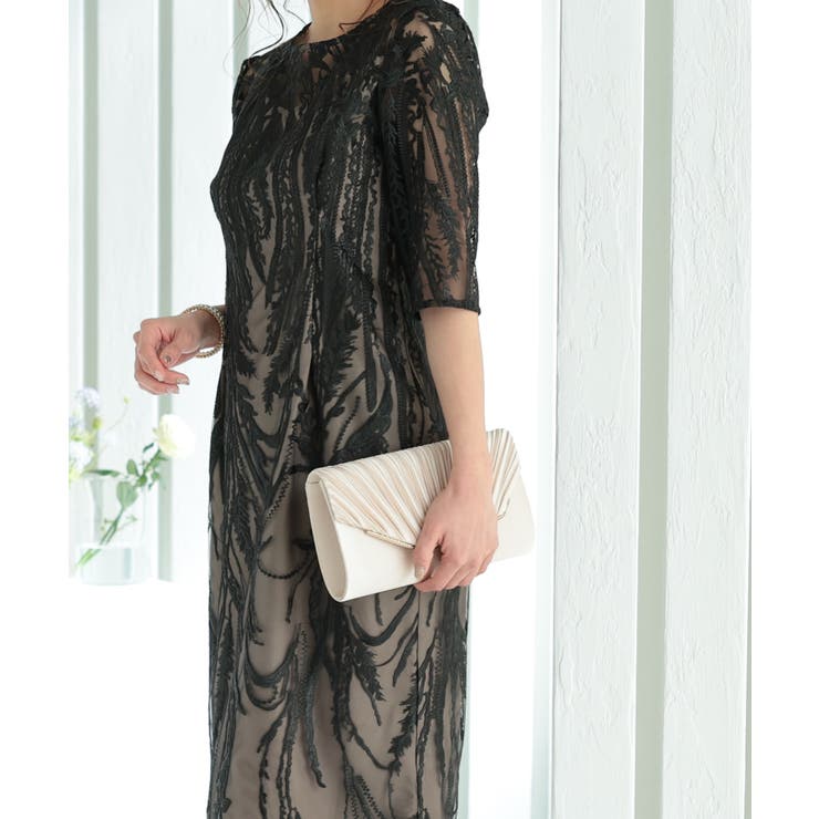 3WAYビジュー付きサテンプリーツパーティークラッチバッグ | PREFERIR | 詳細画像5 