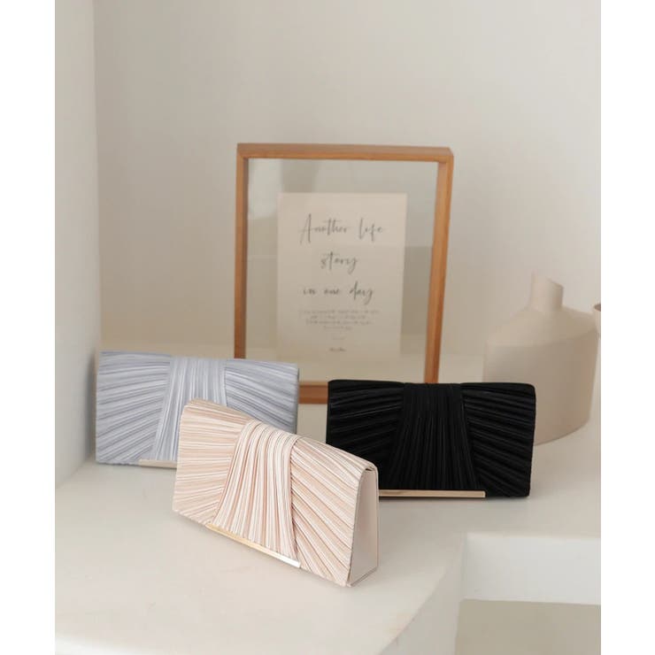 3WAYサテンプリーツ切り替えパーティークラッチバッグ | PREFERIR | 詳細画像1 