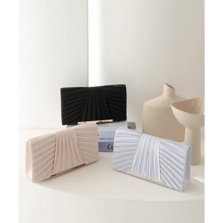 3WAYサテンプリーツ切り替えパーティークラッチバッグ | PREFERIR | 詳細画像10 