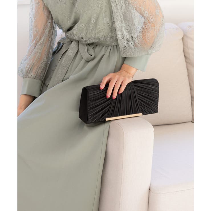 3WAYサテンプリーツ切り替えパーティークラッチバッグ | PREFERIR | 詳細画像7 