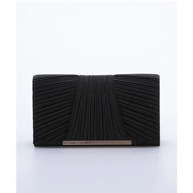 ブラック | 3WAYサテンプリーツ切り替えパーティークラッチバッグ | PREFERIR