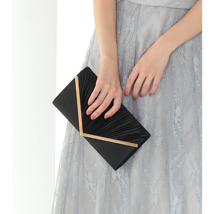 3WAY V字サテンプリーツパーティークラッチバッグ | PREFERIR | 詳細画像2 