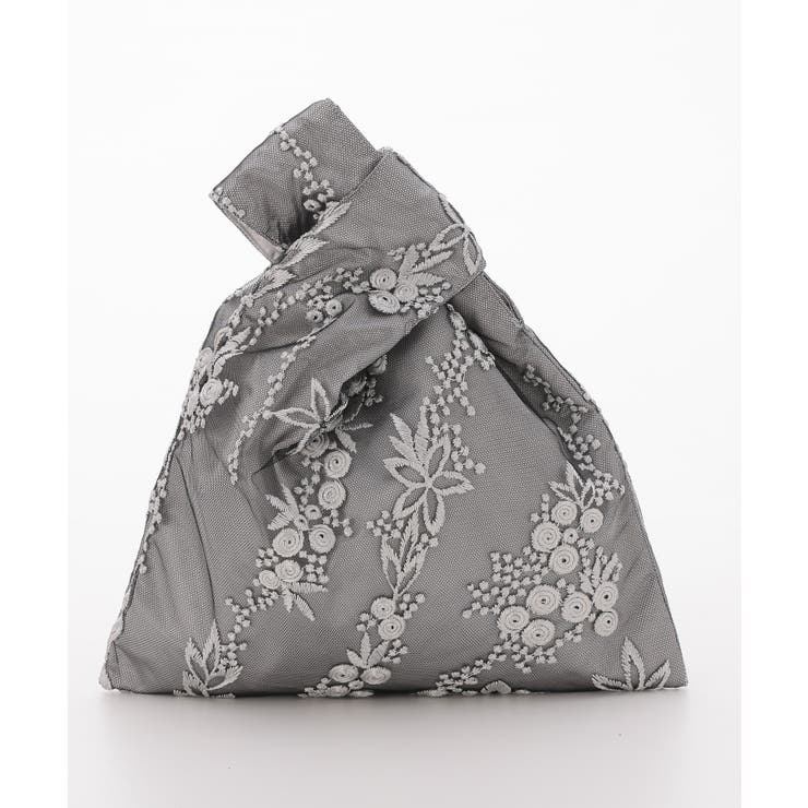 シルバー | 刺しゅうワンハンドル巾着バッグ | PREFERIR