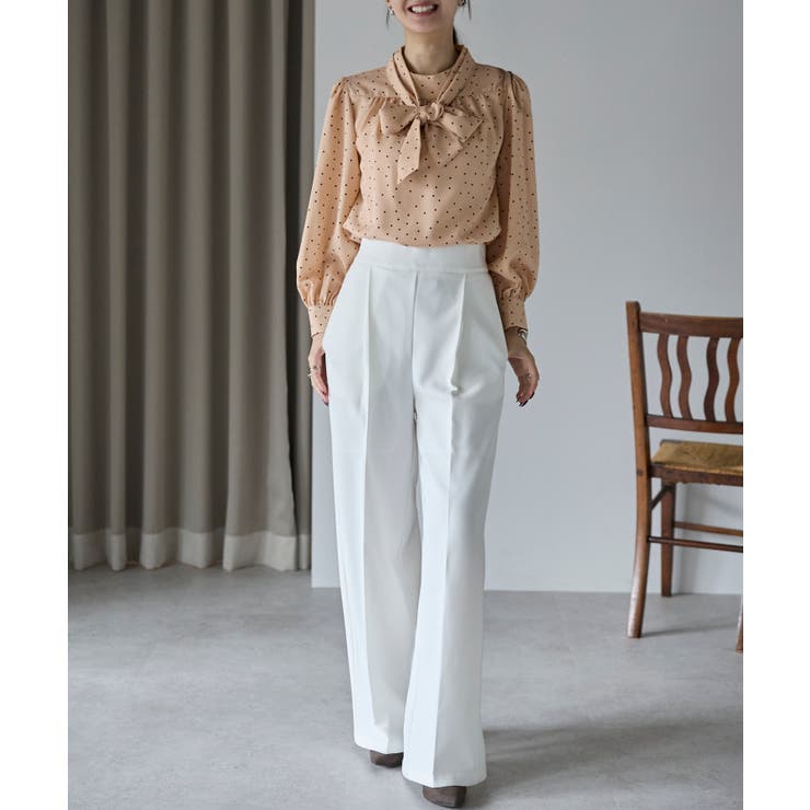 ドット柄2WAYボウタイブラウス | PREFERIR | 詳細画像4 