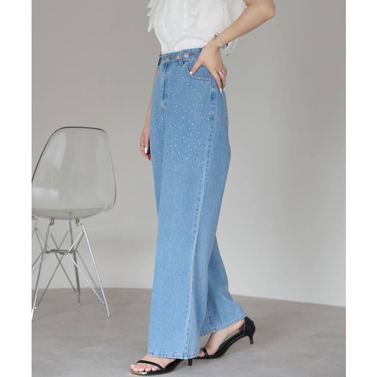 ラインストーン付きデニムパンツ | PREFERIR | 詳細画像4 