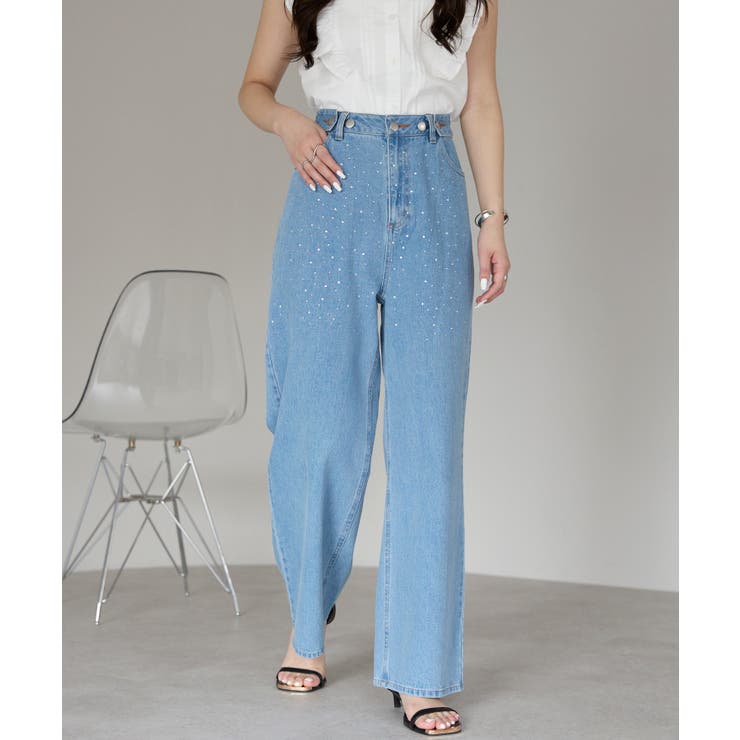 ラインストーン付きデニムパンツ | PREFERIR | 詳細画像6 