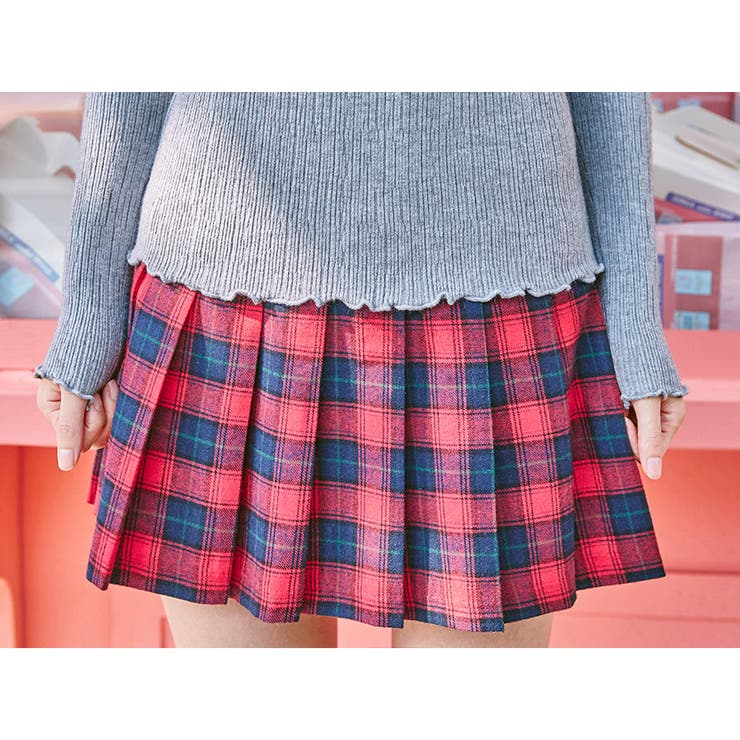 andmary チェックプリーツミニスカート ANDMARY】Coco check pleats skirt