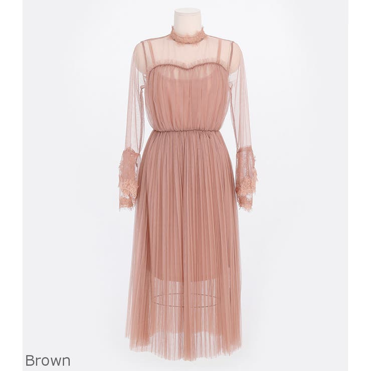 pium バイカラーレースケープロングワンピース バイカラーレースケープロングワンピース – pium