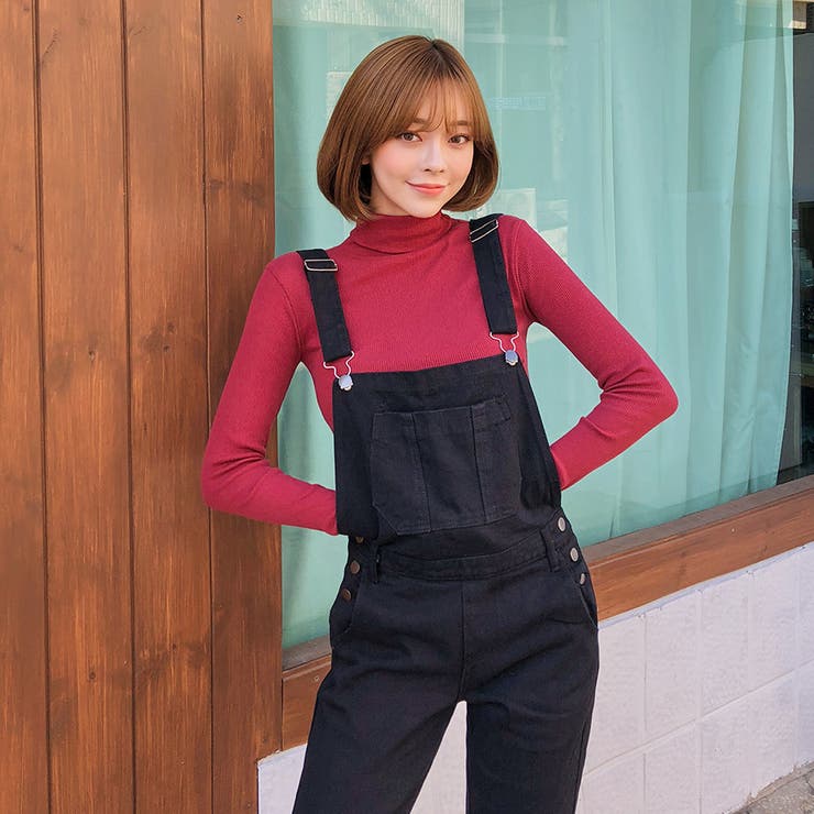 ブラックオーバーオール サロペット ジャンプスーツ[品番