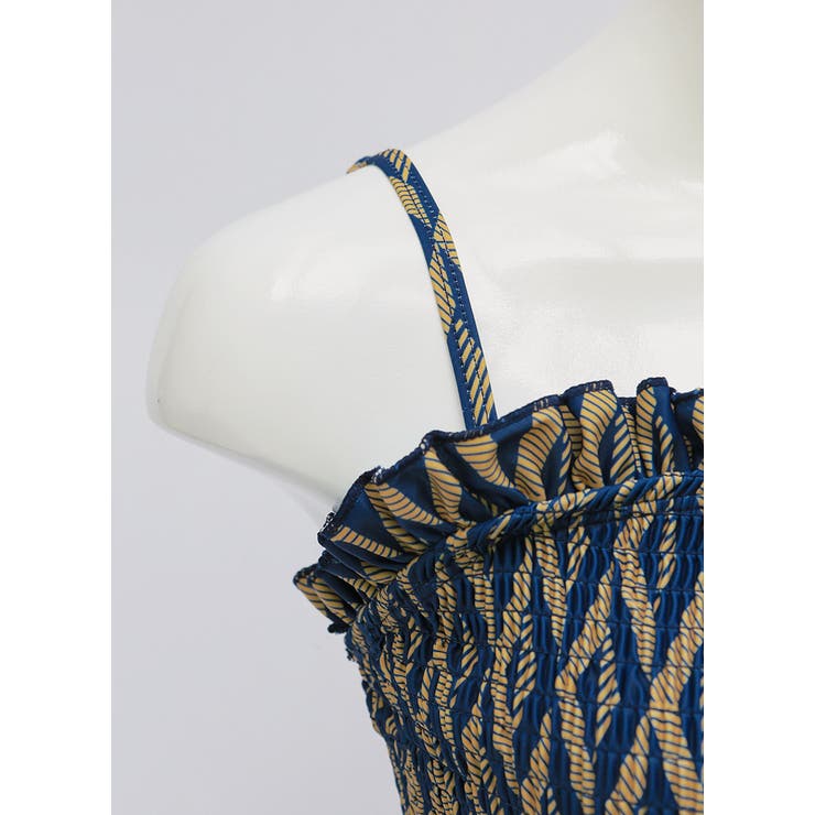 幾何学模様のチェックワンピース 水着 ウエストマーク | PREMIUM K | 詳細画像16 