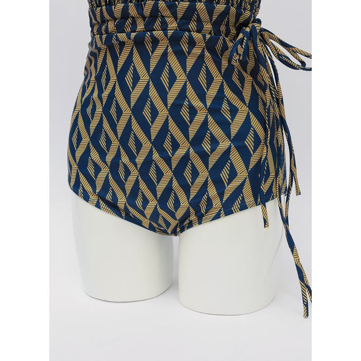 幾何学模様のチェックワンピース 水着 ウエストマーク | PREMIUM K | 詳細画像18 