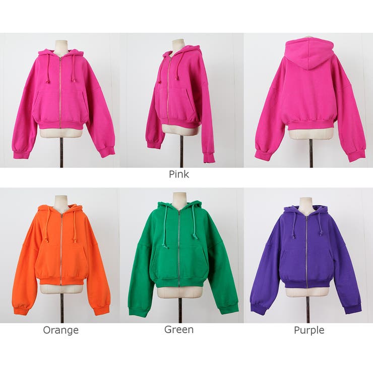 ショートビッグフードパーカー フーディー 裏起毛[品番：AD000006912