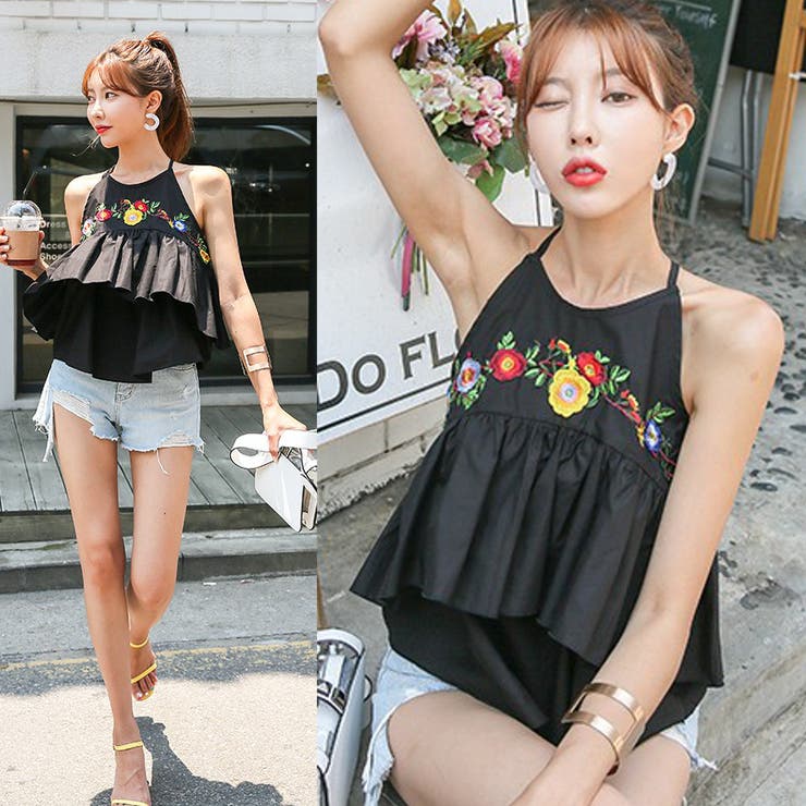 ANDMARY ボニーガールズトップス チョーカー ホルターネック ノースリーブ ANDMARY】Claire choker tops