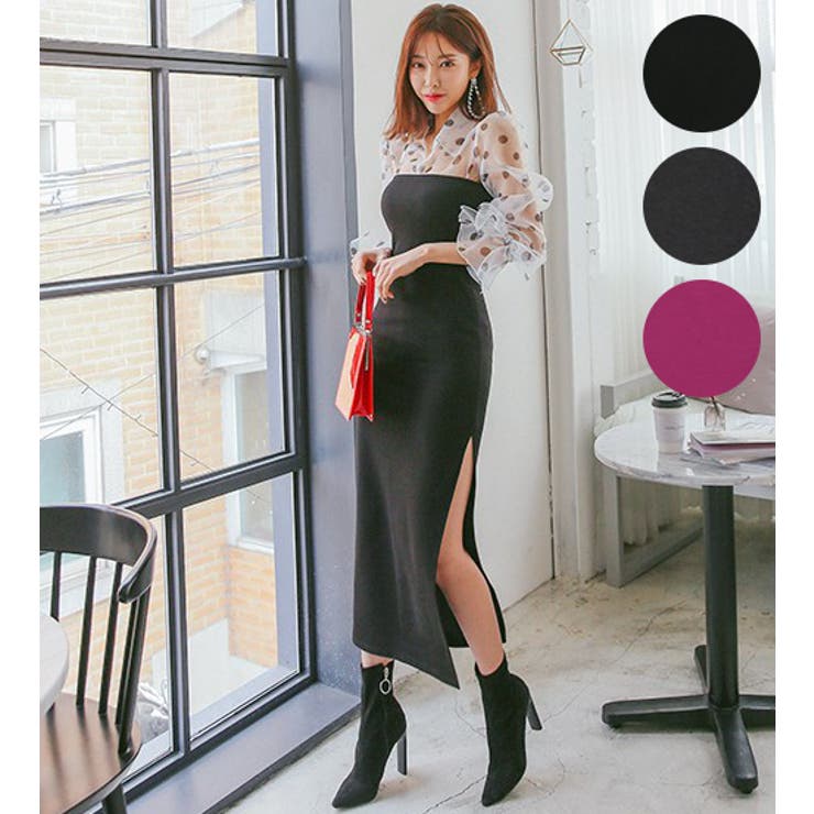 チューブトップロングワンピース 深く入ったサイドスリット セクシー[品番：AD000008802]｜PREMIUM  K（プレミアムケー）のレディースファッション通販｜SHOPLIST（ショップリスト）