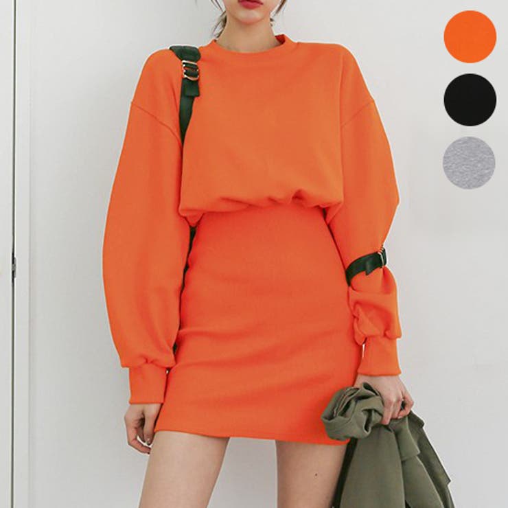 Orange | ボリュームスウェットワンピース ワンピース ドロップショルダー | PREMIUM K