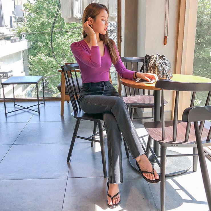 ディープUネックロングTシャツ ワイドネック 長袖 | PREMIUM K | 詳細画像13 