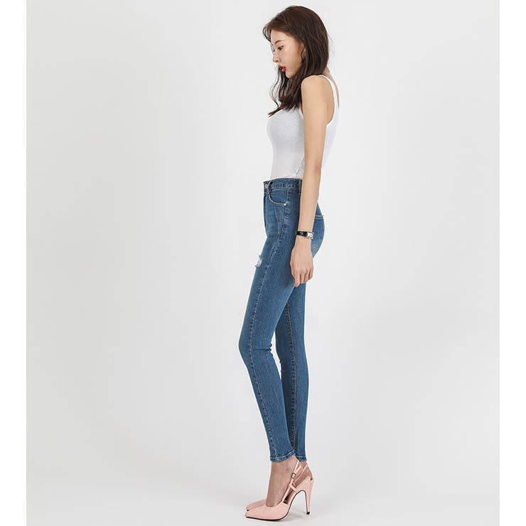 ブルースリムフィットデニム ダメージジーンズ クラッシュ | PREMIUM K | 詳細画像6 