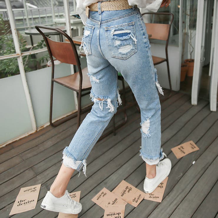 ハイウエストストレートジーンズ ハイダメージ ハードクラッシュ | PREMIUM K | 詳細画像16 