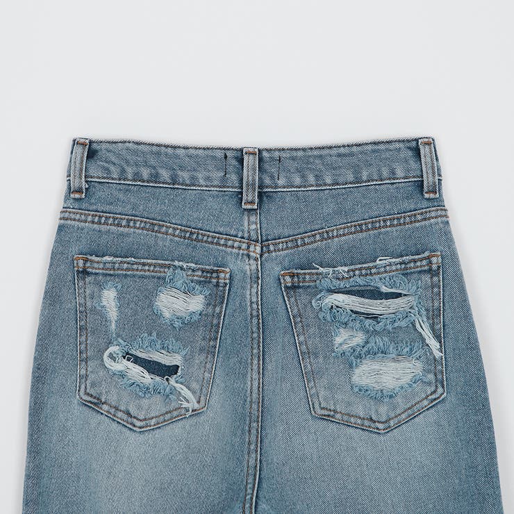 ハイウエストストレートジーンズ ハイダメージ ハードクラッシュ | PREMIUM K | 詳細画像25 