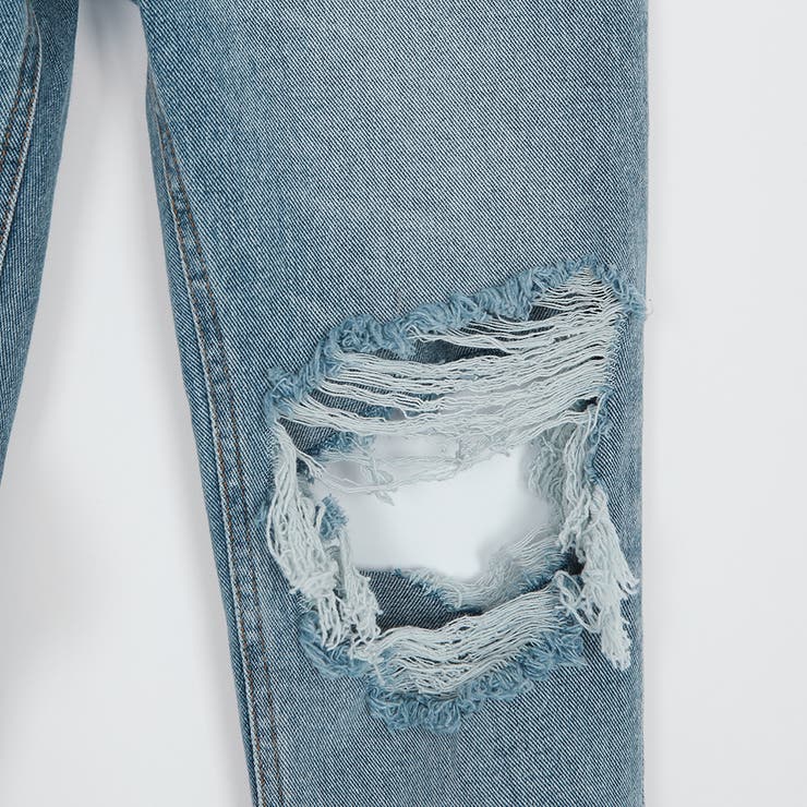 ハイウエストストレートジーンズ ハイダメージ ハードクラッシュ | PREMIUM K | 詳細画像3 