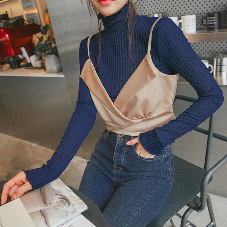 Beige | カラービスチェキャミソール 深いVネック ワイドVネック | PREMIUM K