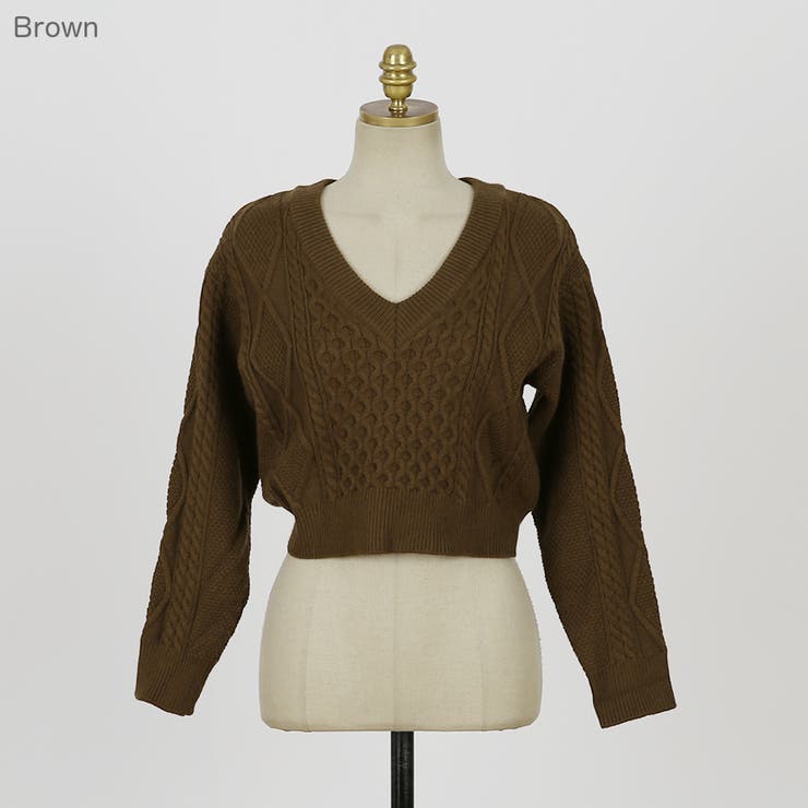 バックリボンクロップドニット 変形ニット ショート丈[品番