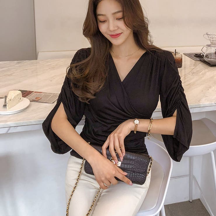 ドレーピングシャーリングトップス 袖スリット ゆれ感 | PREMIUM K | 詳細画像2 