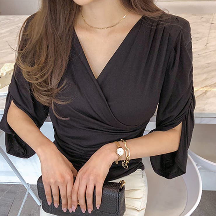 ドレーピングシャーリングトップス 袖スリット ゆれ感 | PREMIUM K | 詳細画像6 