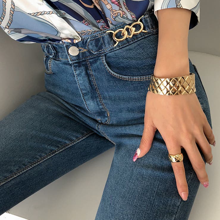 Blue | チェーンポイントデニム ゴールド ユニーク | PREMIUM K