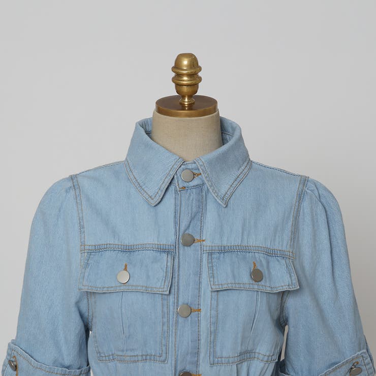 ウイングカフスデニムワンピース マキシワンピース ロングワンピース | PREMIUM K | 詳細画像13 