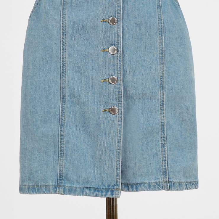 フロントボタンデニムワンピース ミニワンピース パフスリーブ フロントボタンデニムワンピース ミニワンピース パフスリーブ