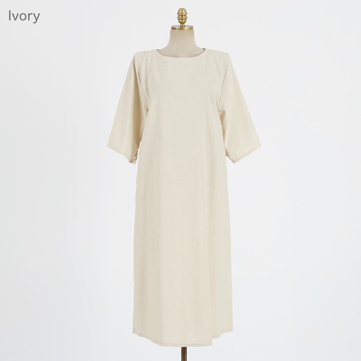 バックタックロングワンピース リネンミックス コットン | PREMIUM K | 詳細画像6 