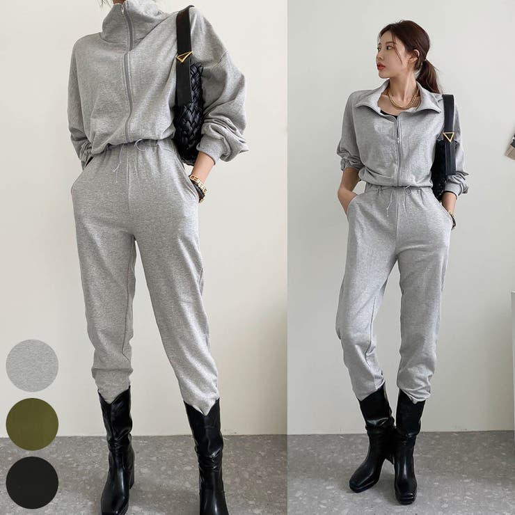 セットアップ風ジャンプスーツ オールインワン ジップアップ[品番：AD000012475]｜PREMIUM  K（プレミアムケー）のレディースファッション通販｜SHOPLIST（ショップリスト）